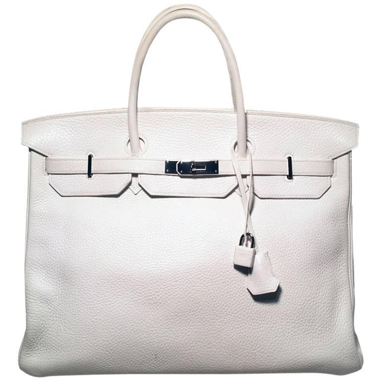 Hermes White Togo Leather 40cm Birkin Bag