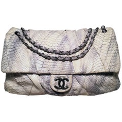 Chanel Rare Natural Snakeskin Python XL Classic Flap Shoulder Bag