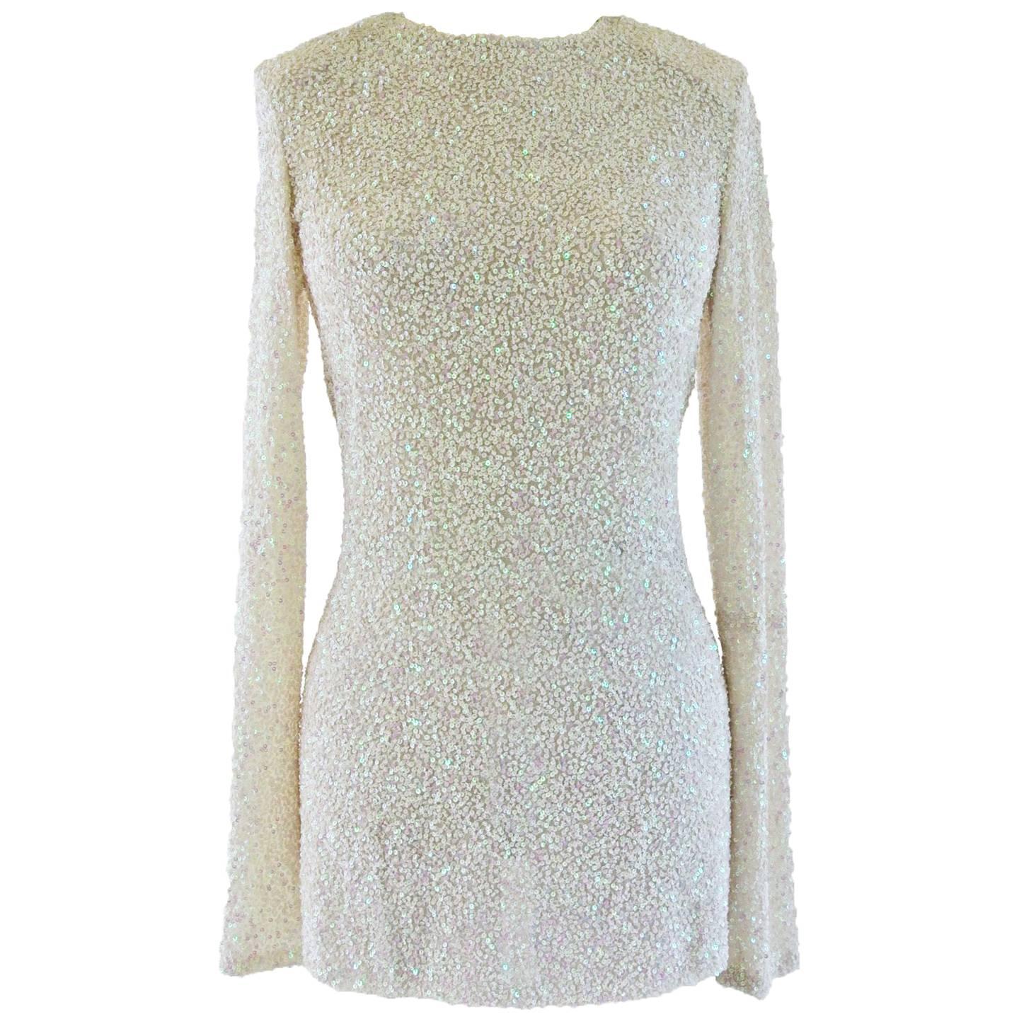 Lorry Newhouse White Sequined Shirt  For Sale