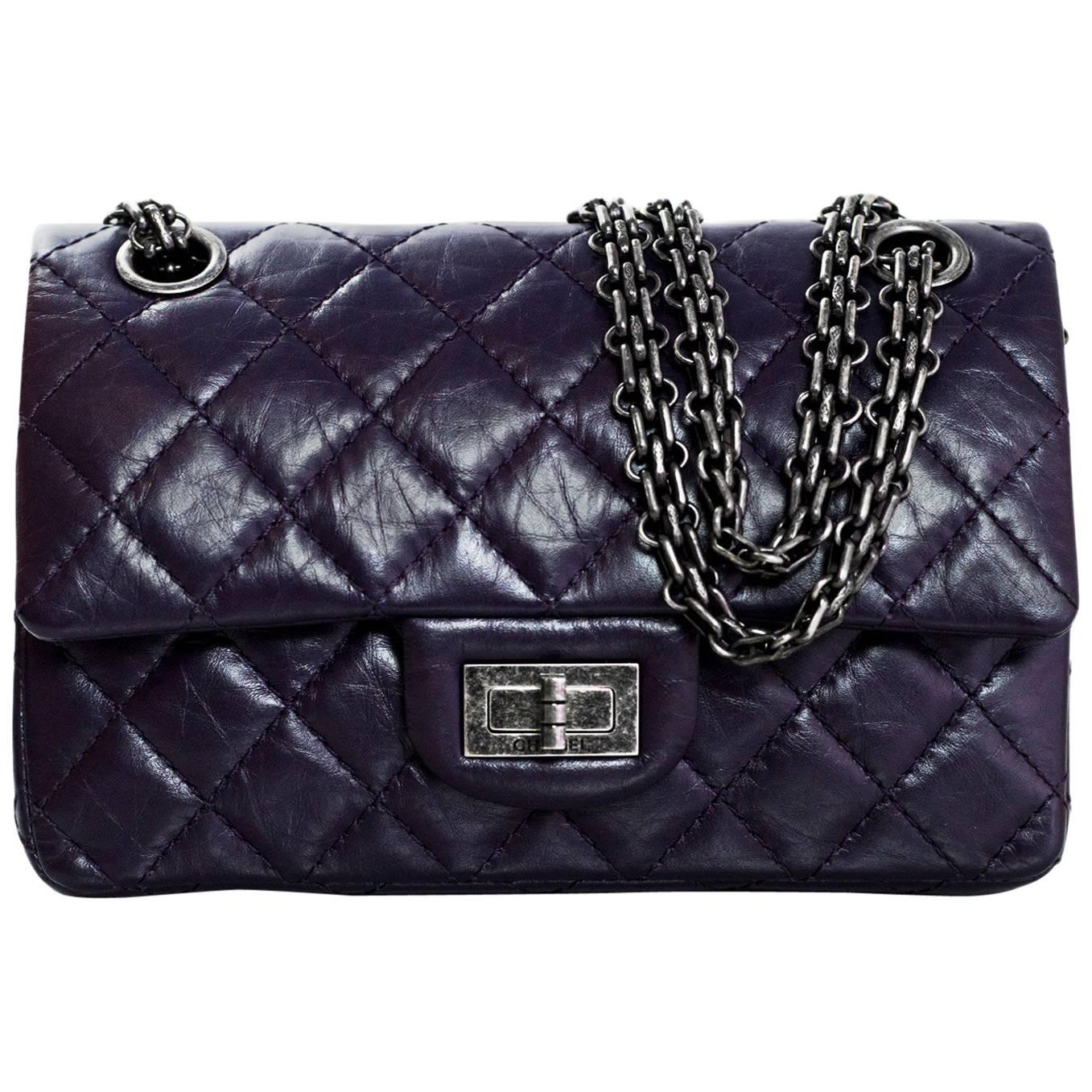 Chanel Dark Purple Quilted Calfskin 244 Reissue 2.55 Double Flap Bag