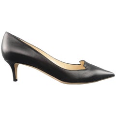 JIMMY CHOO Size 6.5 Black Leather Allure Kitten Heel Pumps