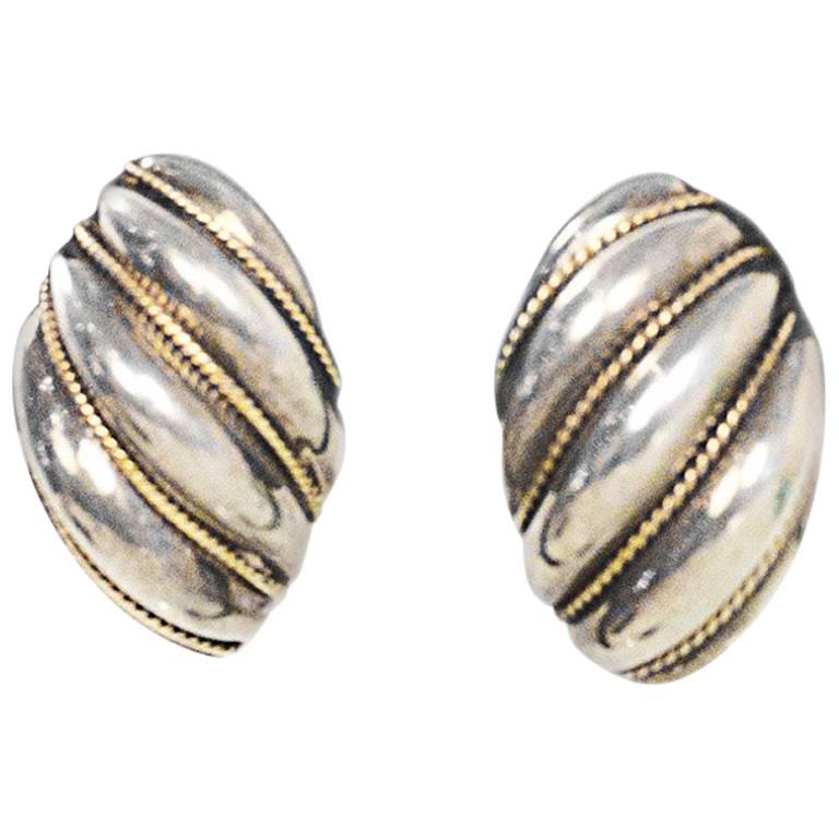 Tiffany And Co Sterling Gold Shrimp Rope Earrings With Box Db Tiffany Co Sterling Gold Shrimp Rope Earrings With Box