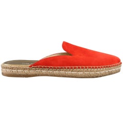 PRADA Size 10 Red Suede Pointed Espadrille Mule Flats