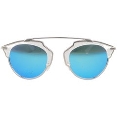 CHRISTIAN DIOR White & Silver Blue Lense SO REAL Sunglasses