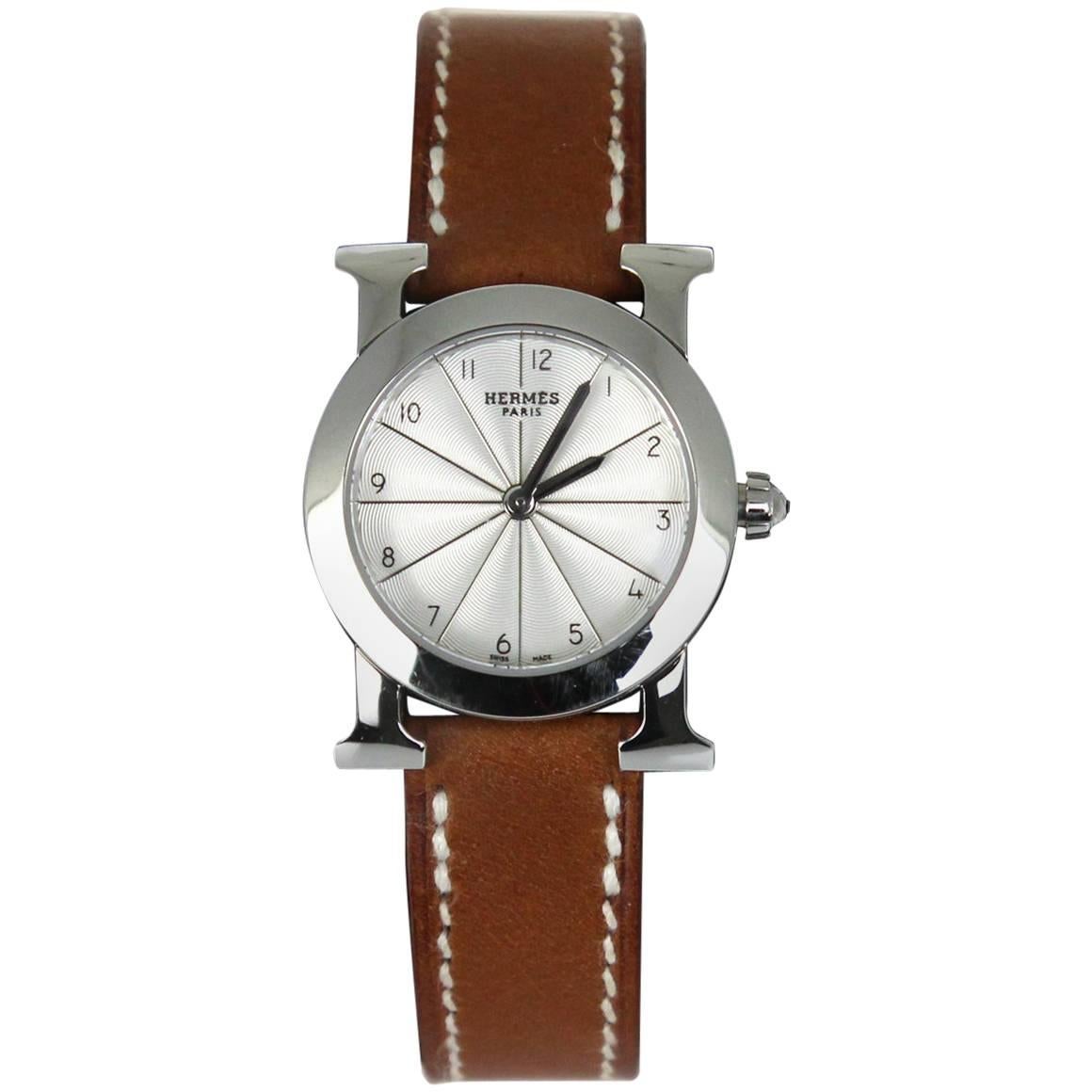 2010s Hermès "Heure H" H Ronde PM Leather Watch
