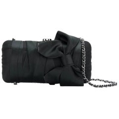 Chanel Silk Black Bow Clutch Bag