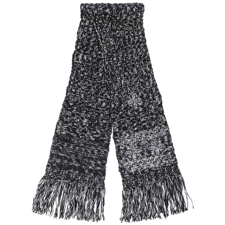 Chanel Wool Black and White Fringed Scarf at 1stDibs | chanel wool ...