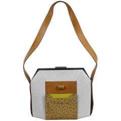 Hermes Collector's Vintage Ostrich and Natural leather Bag Really Limited Ed