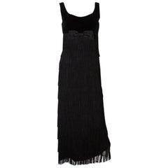 Alquer of London Retro Fringed Evening Gown
