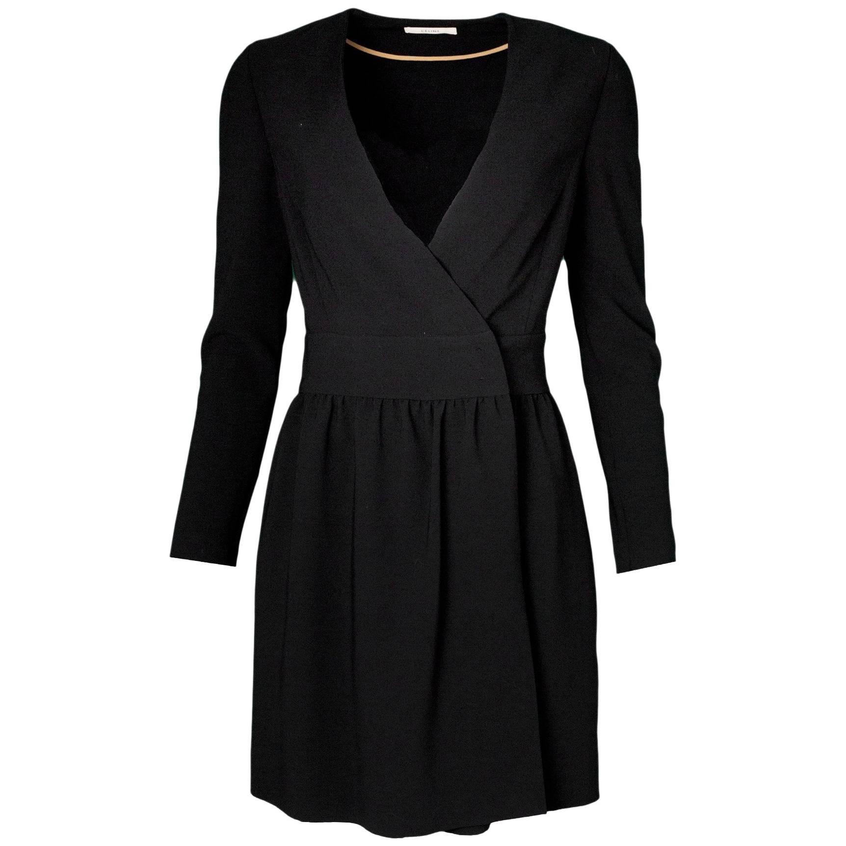 Celine Black Wrap Dress Size FR40