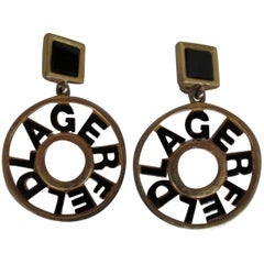 Karl Lagerfeld Black Gold Tone Earrings