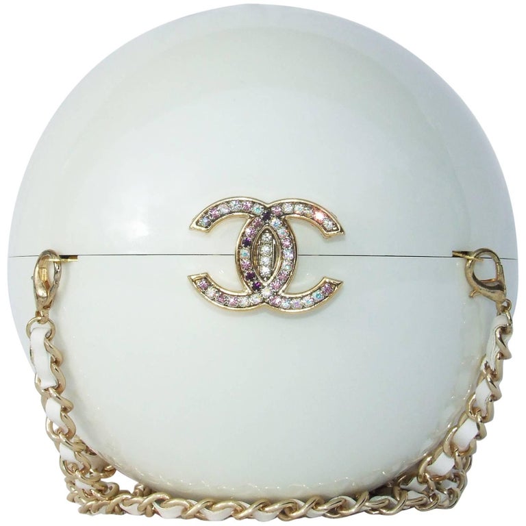 Chanel Pearl Shaped Ball Bag Minaudiere Clutch Plexiglass VIP Limited