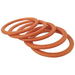 1930S Set of Five Bakelite Butterscotch Bangle Bracelets