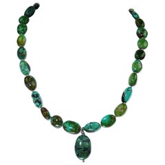 Graduated Green Turquoise in Matrix Necklace