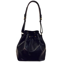 Lavish Louis Vuitton Epi Petit Noe Black Bucket Bag Serial A20972