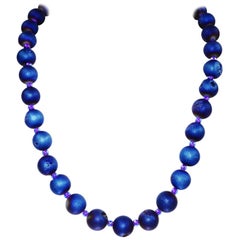 Blue Purple Druzy Quartz Necklace