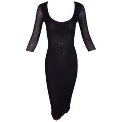 1996 Dolce & Gabbana Sheer Silk Stretch Wiggle Pin-Up Pencil Dress 38