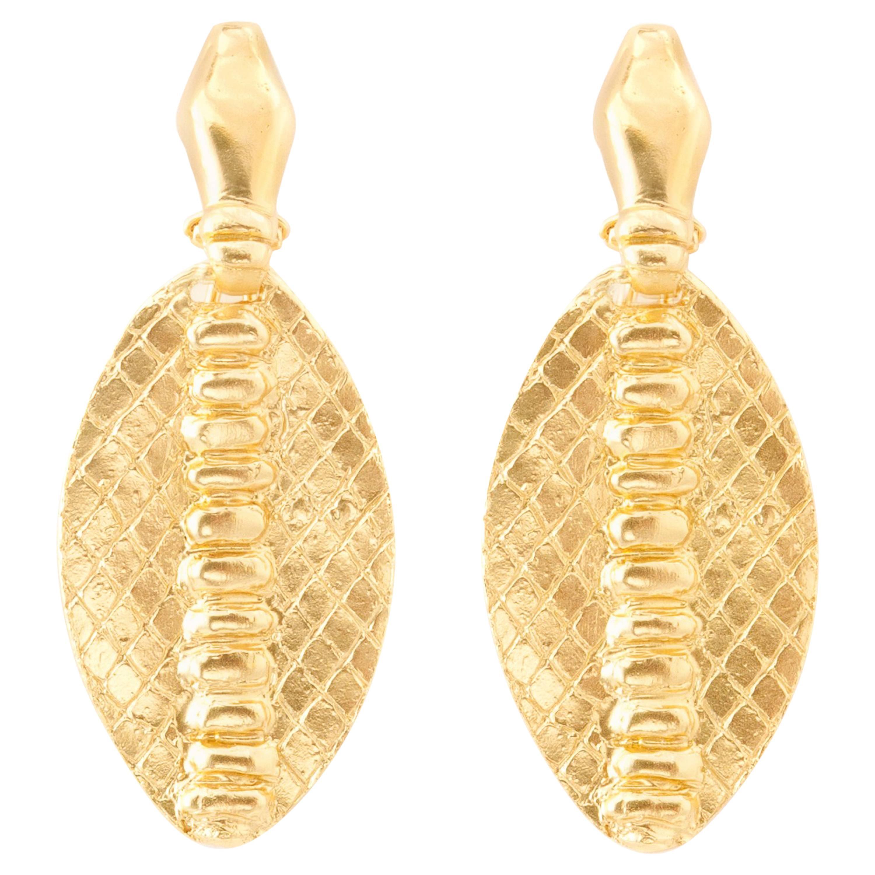 Giulia Barela Skin Gold Plated Bronze  Earrings  For Sale