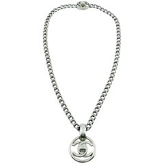 Chanel Vintage 1997 Silver Toned Turn-Lock Pendant Necklace