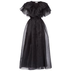 Retro Giorgio Beverly Hills black organza gown attributed to Halston 1979