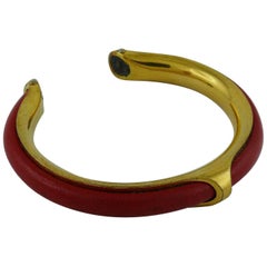 Hermès Vintage Red Leather Kyoto Bangle Bracelet