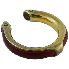 Hermès Vintage Vermeil and Red Leather Kyoto Ring