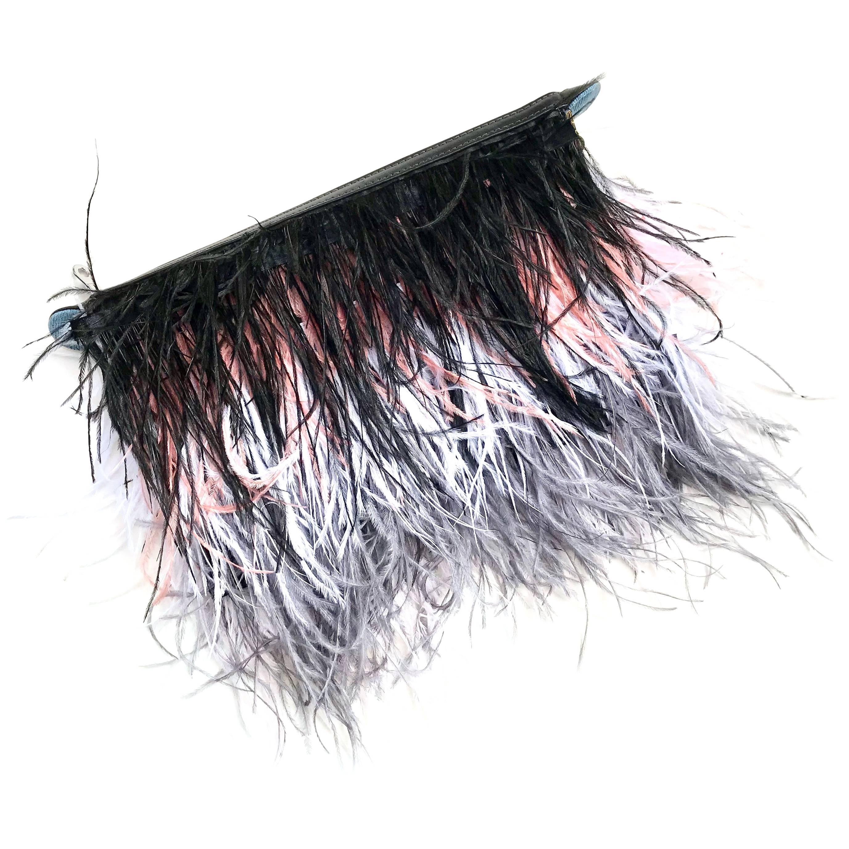 Ombre Feather Flip Clutch