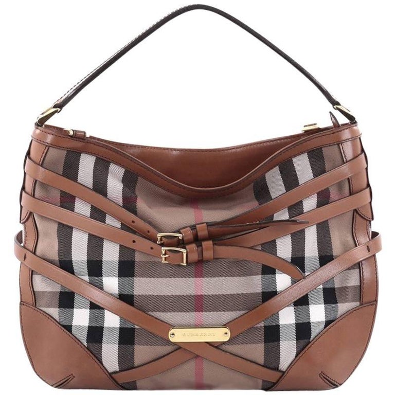Burberry Bridle Dutton Hobo House Check and Leather at 1stDibs 