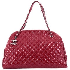Chanel Just Mademoiselle Handbag Quilted Patent Maxi