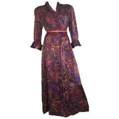 Bill Blass for Neiman Marcus 1980s Paisley Wrap Dress with Pockets Size Medium.