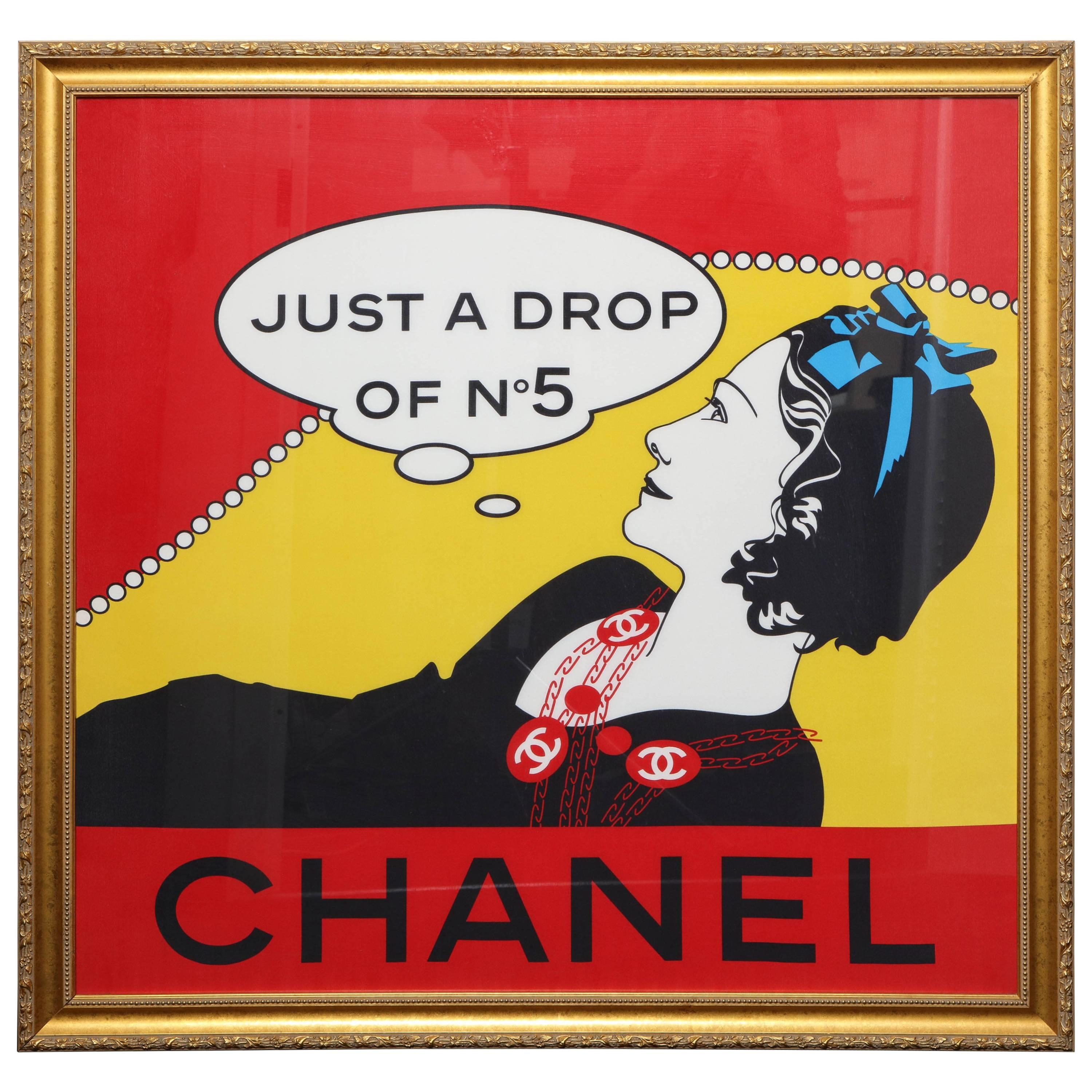 Extremely Rare Chanel "Drop of No.5" Scarf in Gold Frame For Sale