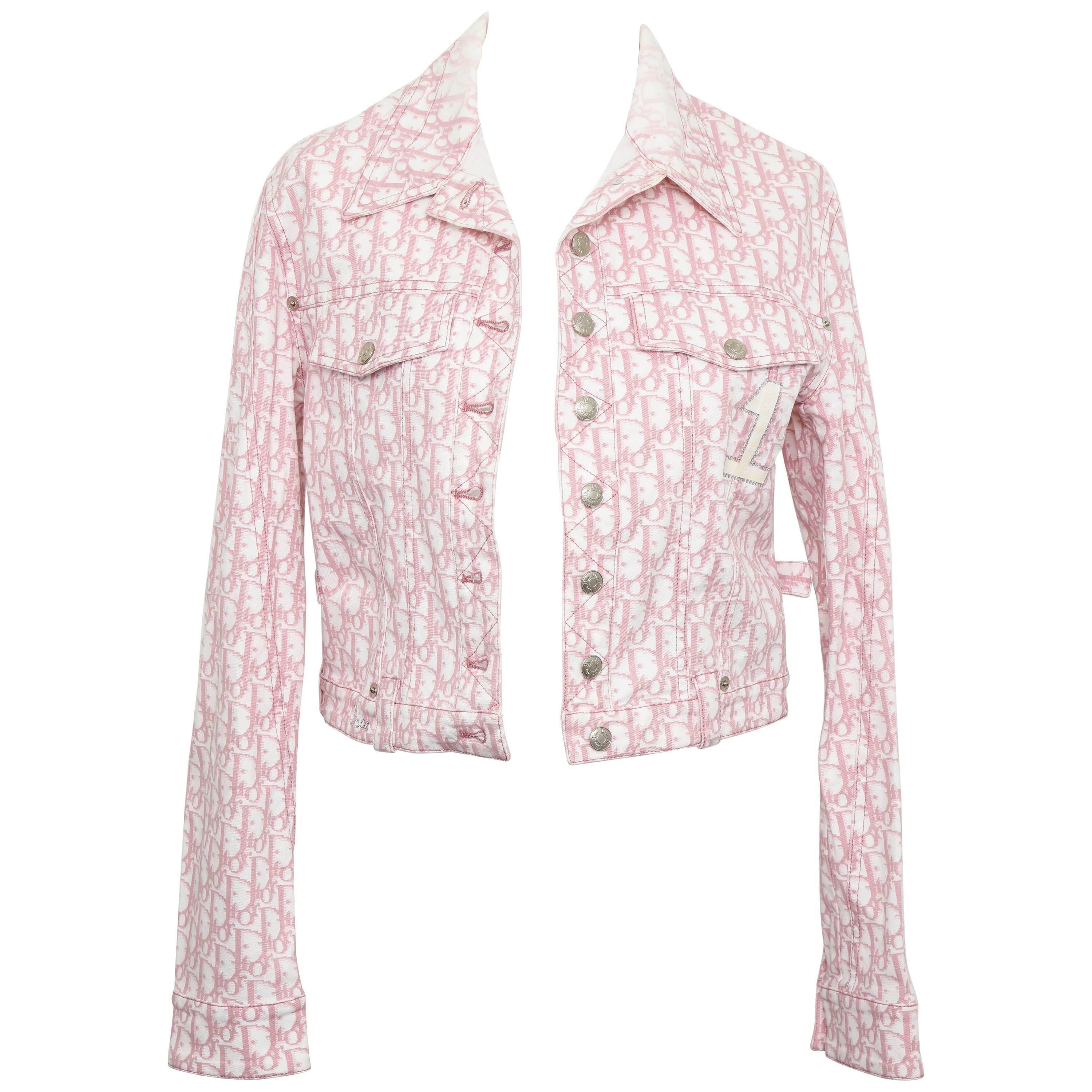 John Galliano for Christian Dior Pink Trotter Logo Denim Jacket at 1stDibs  | dior denim jacket, pink dior jacket, dior pink jacket