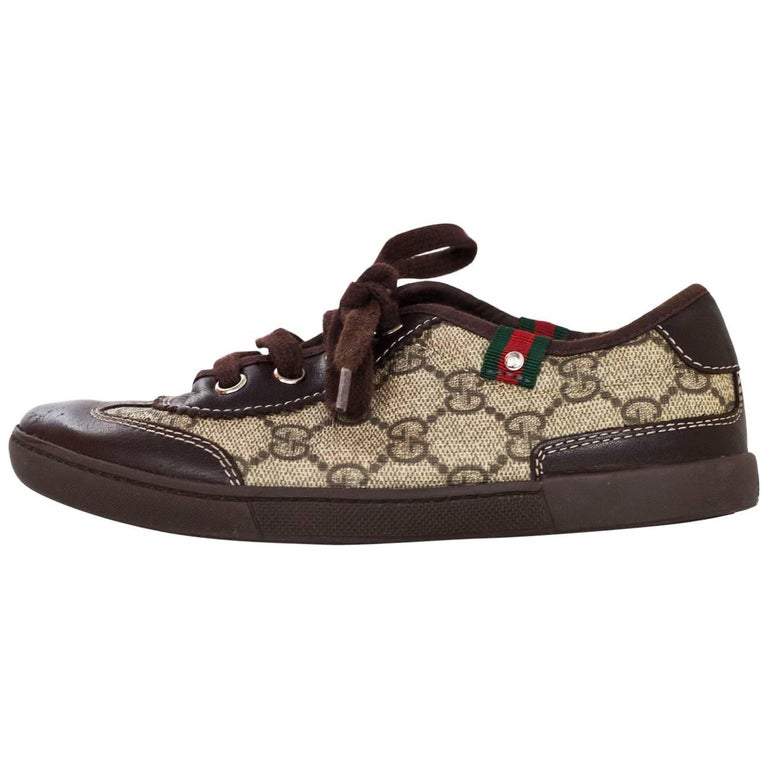 Gucci Children's Brown Monogram Sneakers with Dust Bag Size 32 For Sale ...