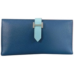 Hermes Bearn Wallet in blue atoll and soufflet colvert