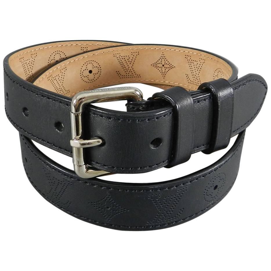Louis Vuitton Black Perforated Monogram Mahina Leather Belt