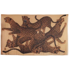 Yves Saint Laurent Vintage Oversized Wool / Silk Blend Leopard Scarf