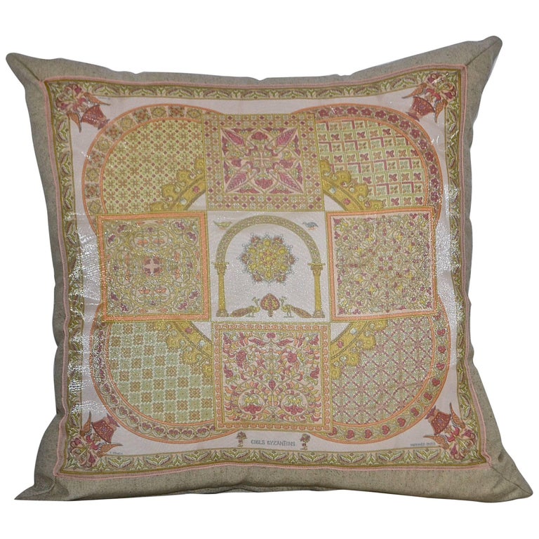 Vintage ‎Hermès Custom Scarf Pillow "Cicis Byzantins" For Sale at 1stDibs