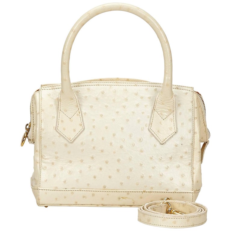 Fendi White Embossed Leather Handbag For Sale at 1stdibs
