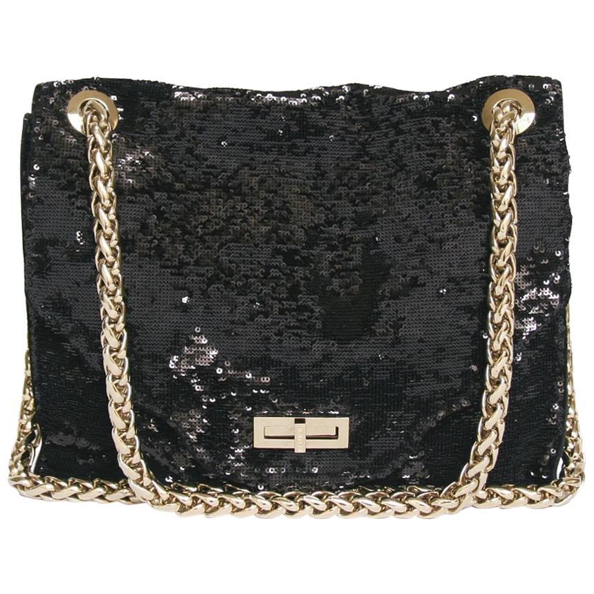 Balmain ''Ultimate" Flap Bag Embroidered with Black Sequins