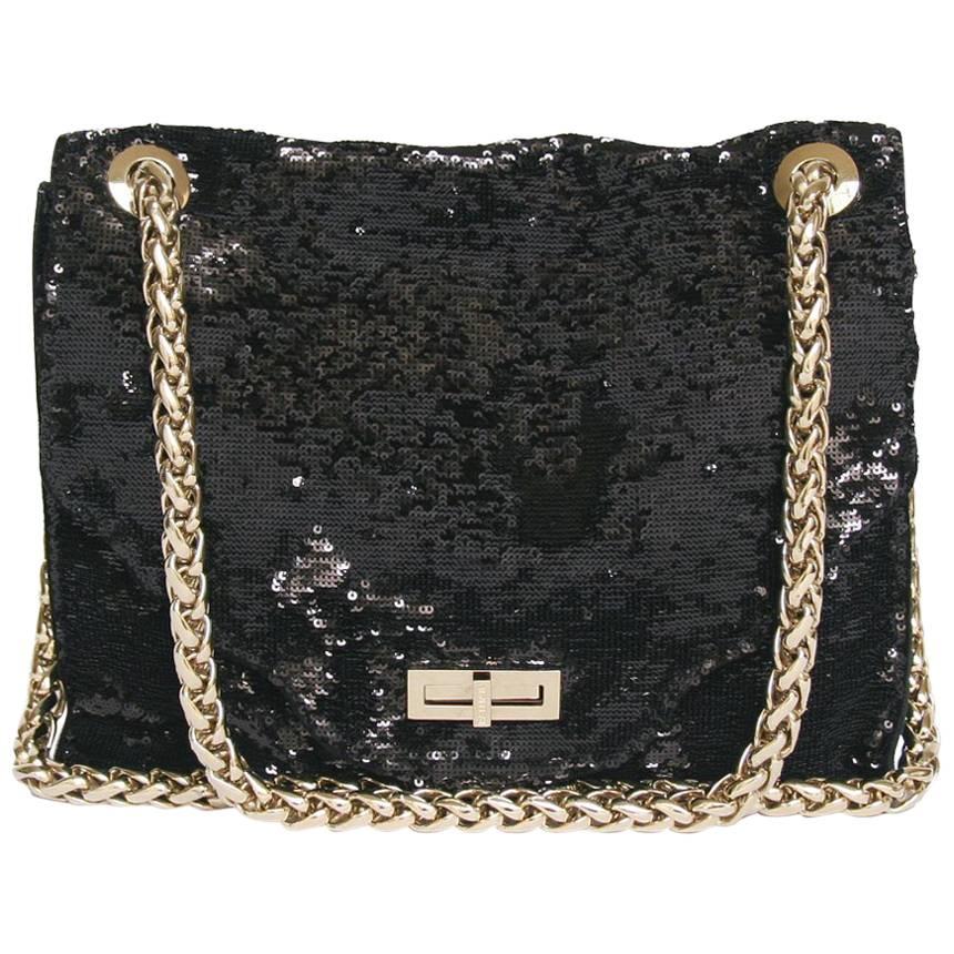 Balmain 

Ultimate" Flap Bag Embroidered with Black Sequins