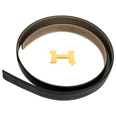 Hermes Belt Noir/Etoupe Epsom Gold Hardware, Stamp A (2017)