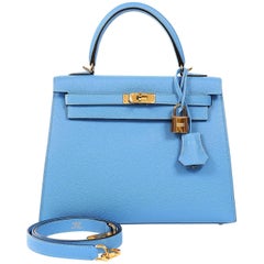 Hermes Blue Paradise Epsom 25 cm Kelly Sellier with GHW