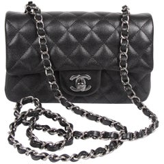 Chanel 2.55 Classic Mini Rectangular Flap Bag Crossbody - black sparkling