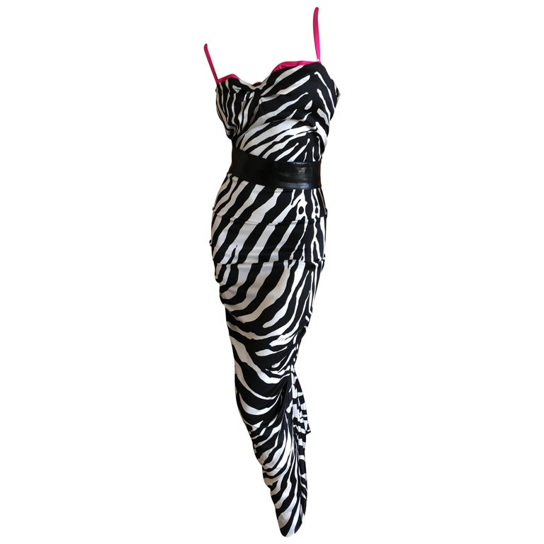 D&G Dolce & Gabbana Zebra Stripe Silk Cocktail Dress