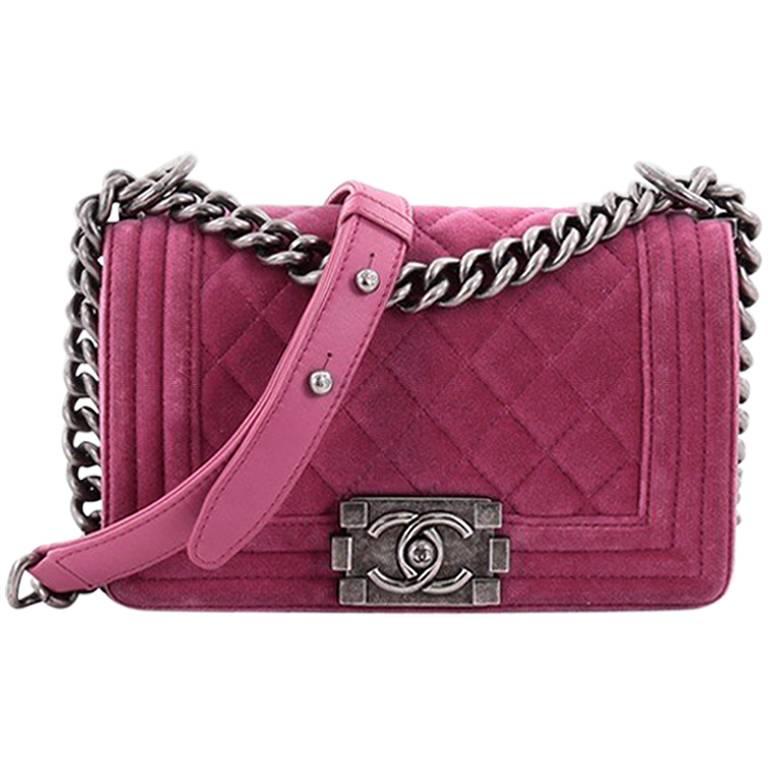 Chanel Boy Flap Bag Quilted Velvet Small