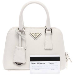 Prada Off White Saffiano Leather Mini Promenade Crossbody Bag at 1stDibs