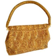 1950'S Gold Glass Bead Evening Bag By, Steven Chu - Hong Kong