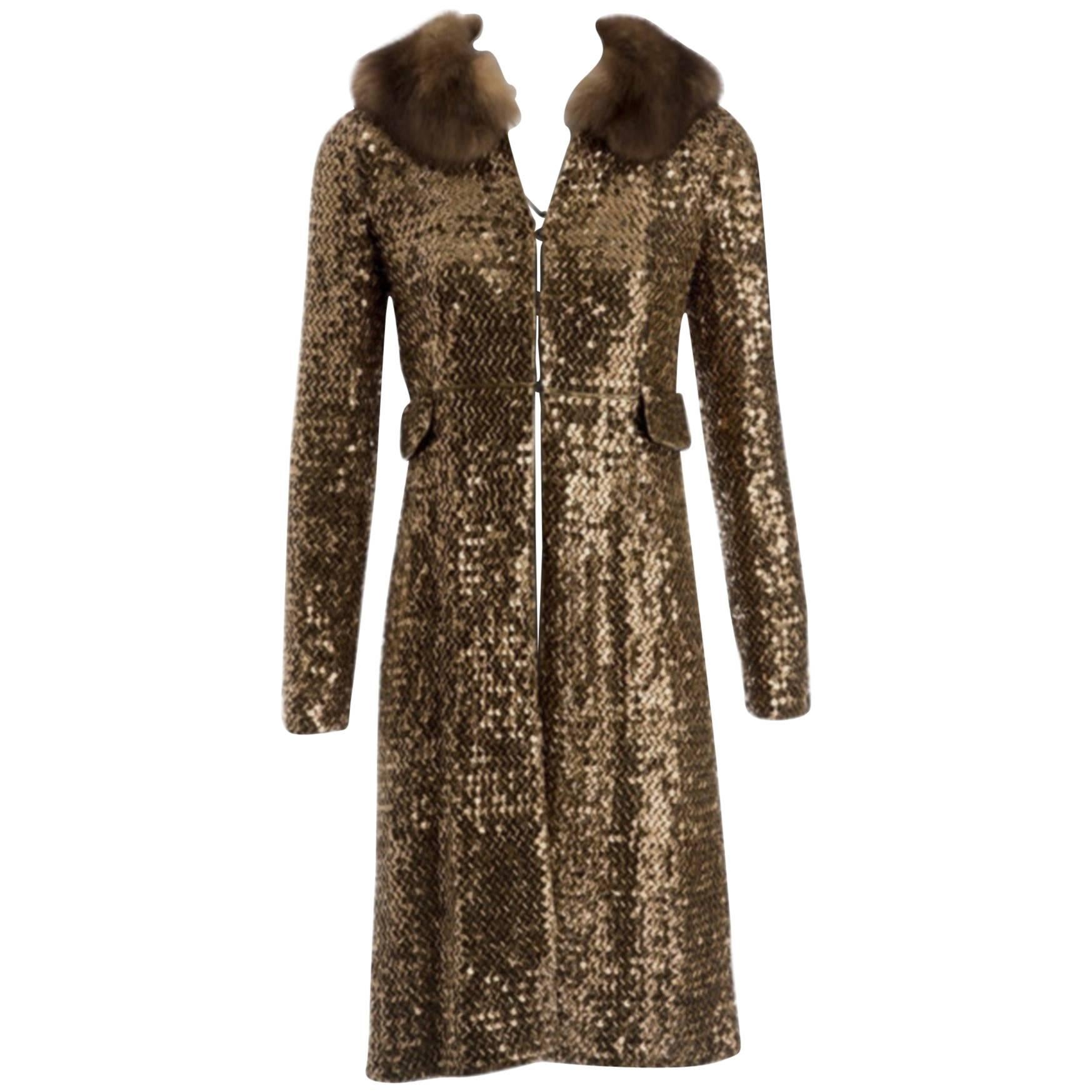 Limited Edition Spécial Piéce Fur and Sequined Dolce & Gabbana Coat Size 38 IT  For Sale