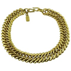 Yves Saint Laurent YSL Vintage Gold Toned Curb Chain Necklace