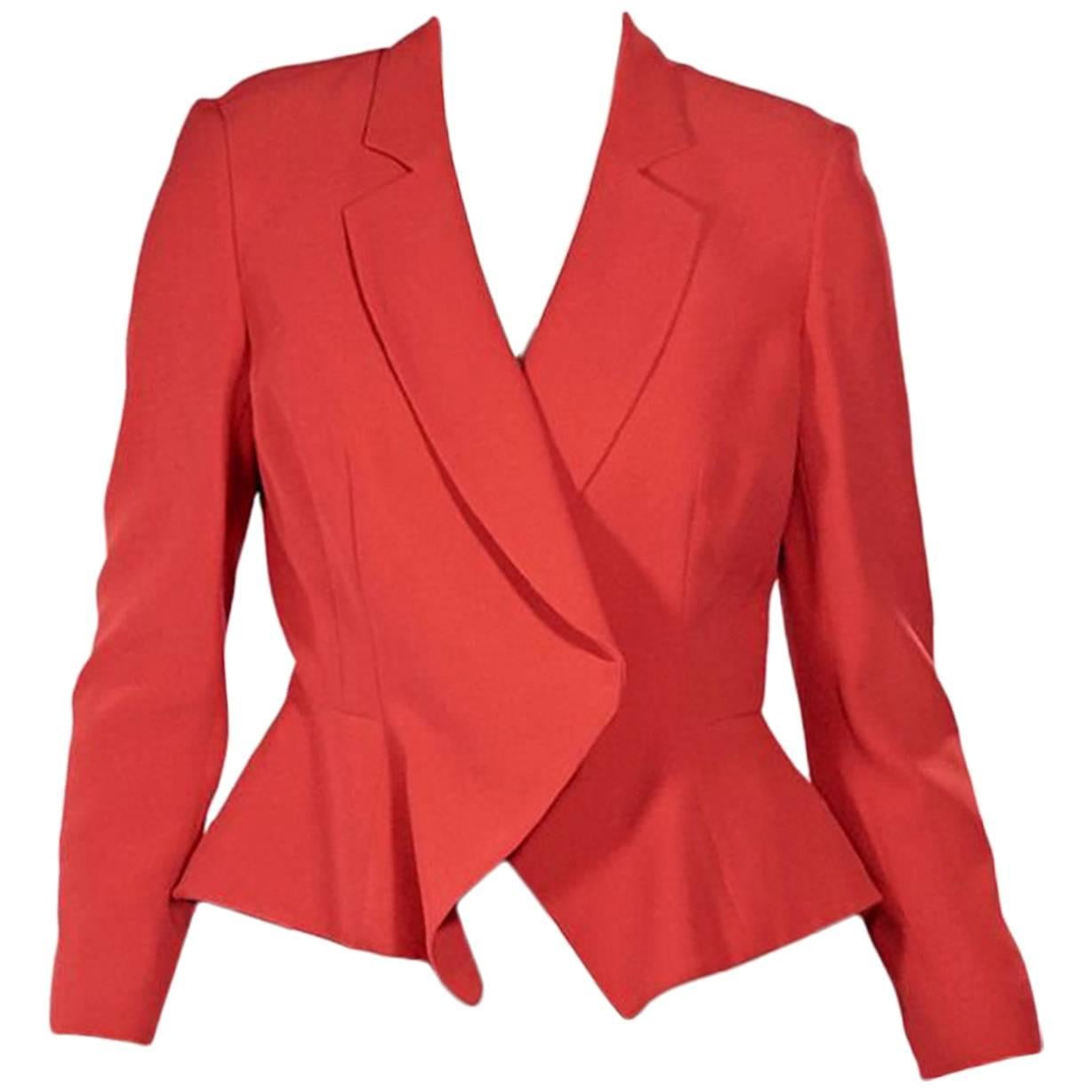 Alexander McQueen Red Peplum Blazer